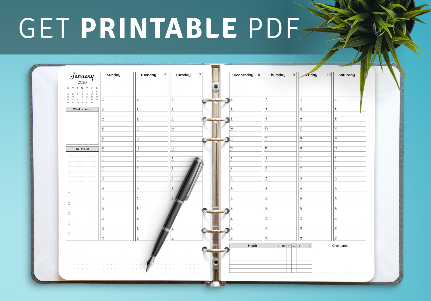 Download Printable Weekly Hourly Planner With Todo List Pdf 1