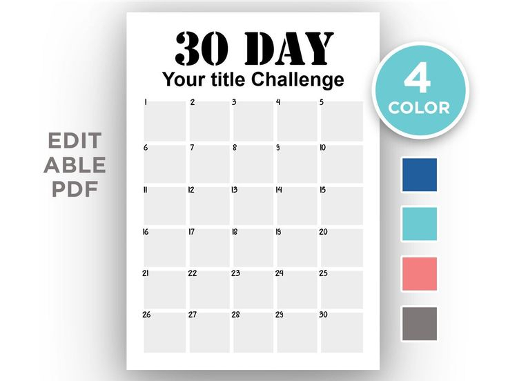 Editable 30 Day Challenge Tracker Pdf Planner Insert