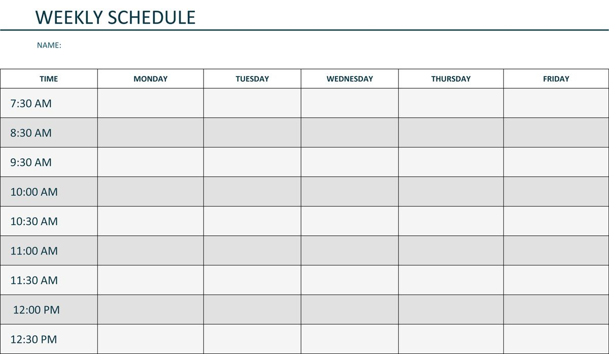 editable weekly schedule template in word weekly lesson