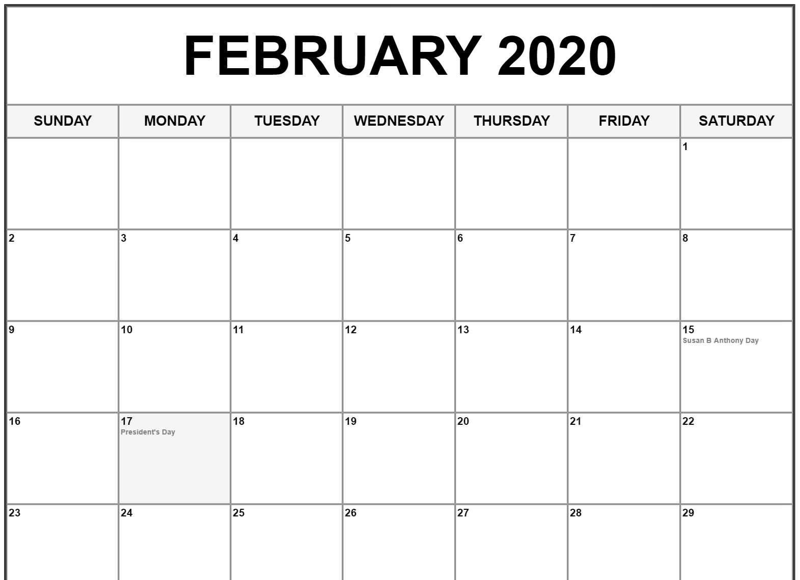 February 2020 Calendar Us Holidays With Images