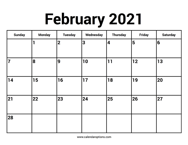 February 2021 Calendars Calendar Options 1