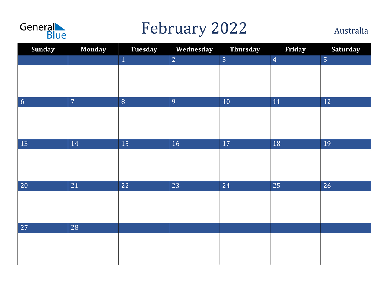 February 2022 Calendar Australia
