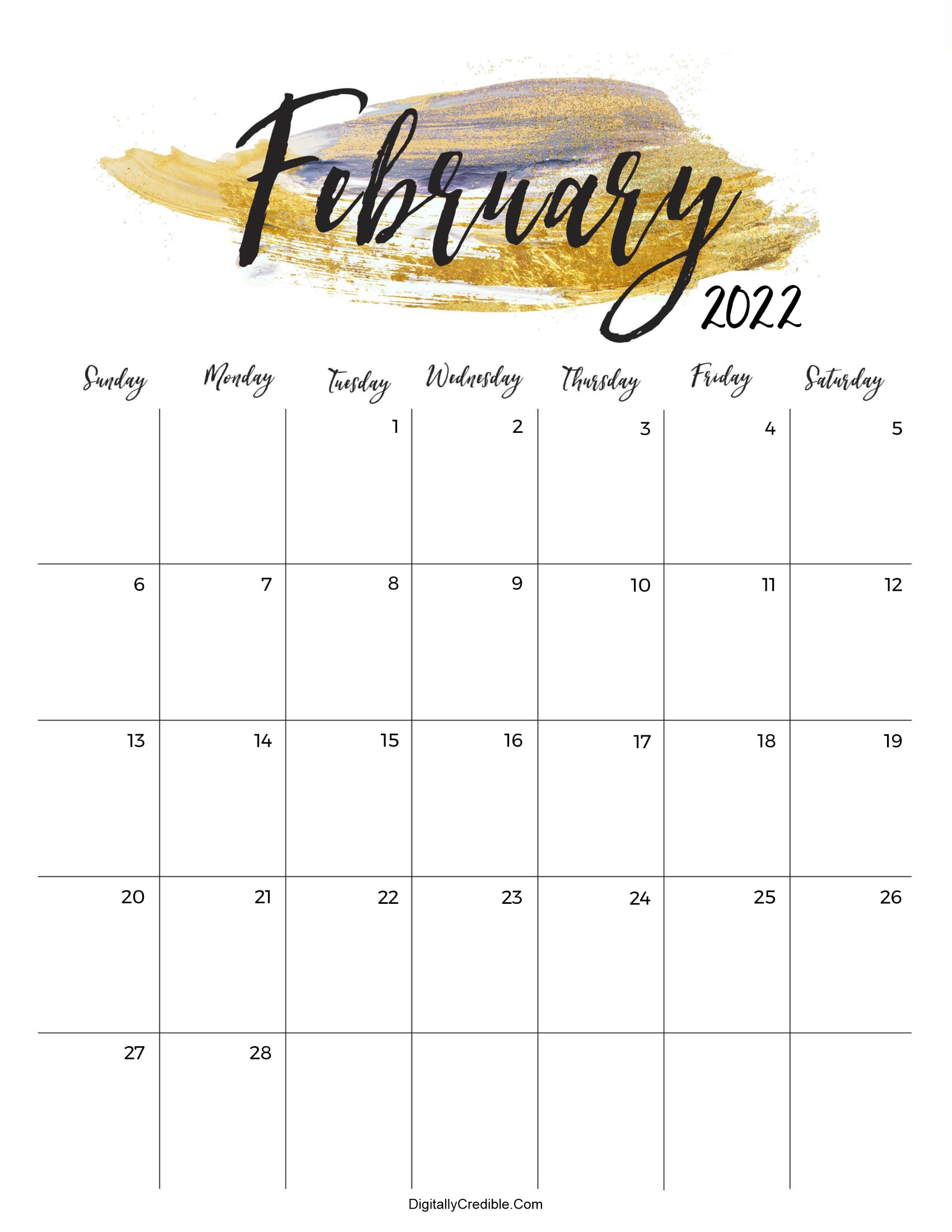 February 2022 Calendar Cute Floral Templates 1
