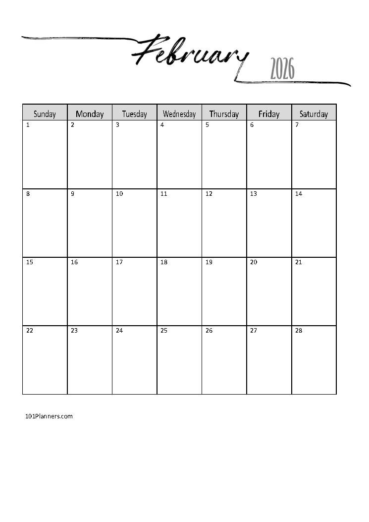 February 2022 Calendar Fee Customizable Printable 1