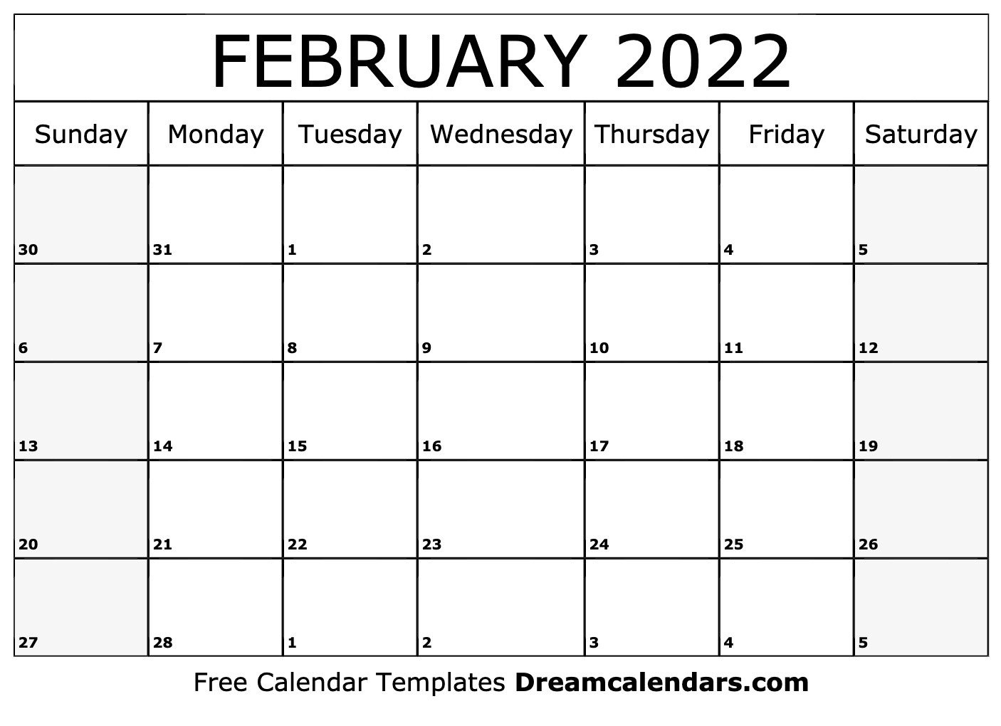 February 2022 Calendar Free Blank Printable Templates