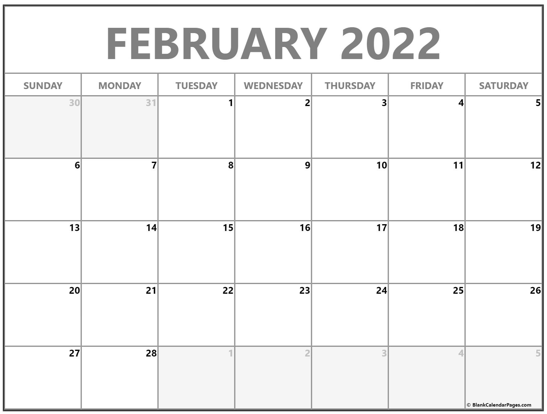 February 2022 Calendar Free Printable Calendar Templates 10