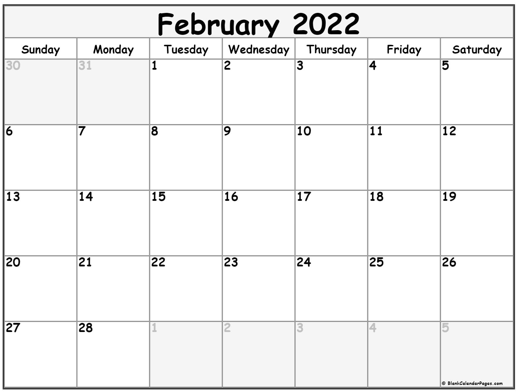 February 2022 Calendar Free Printable Calendar Templates 6
