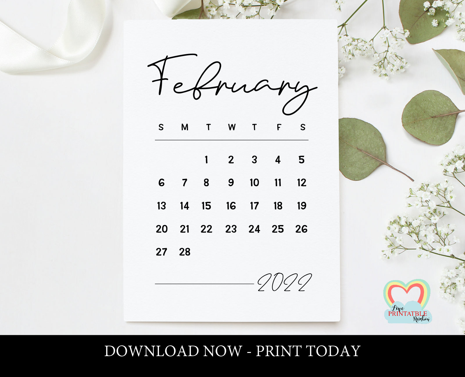 february 2022 calendar printable baby due date february