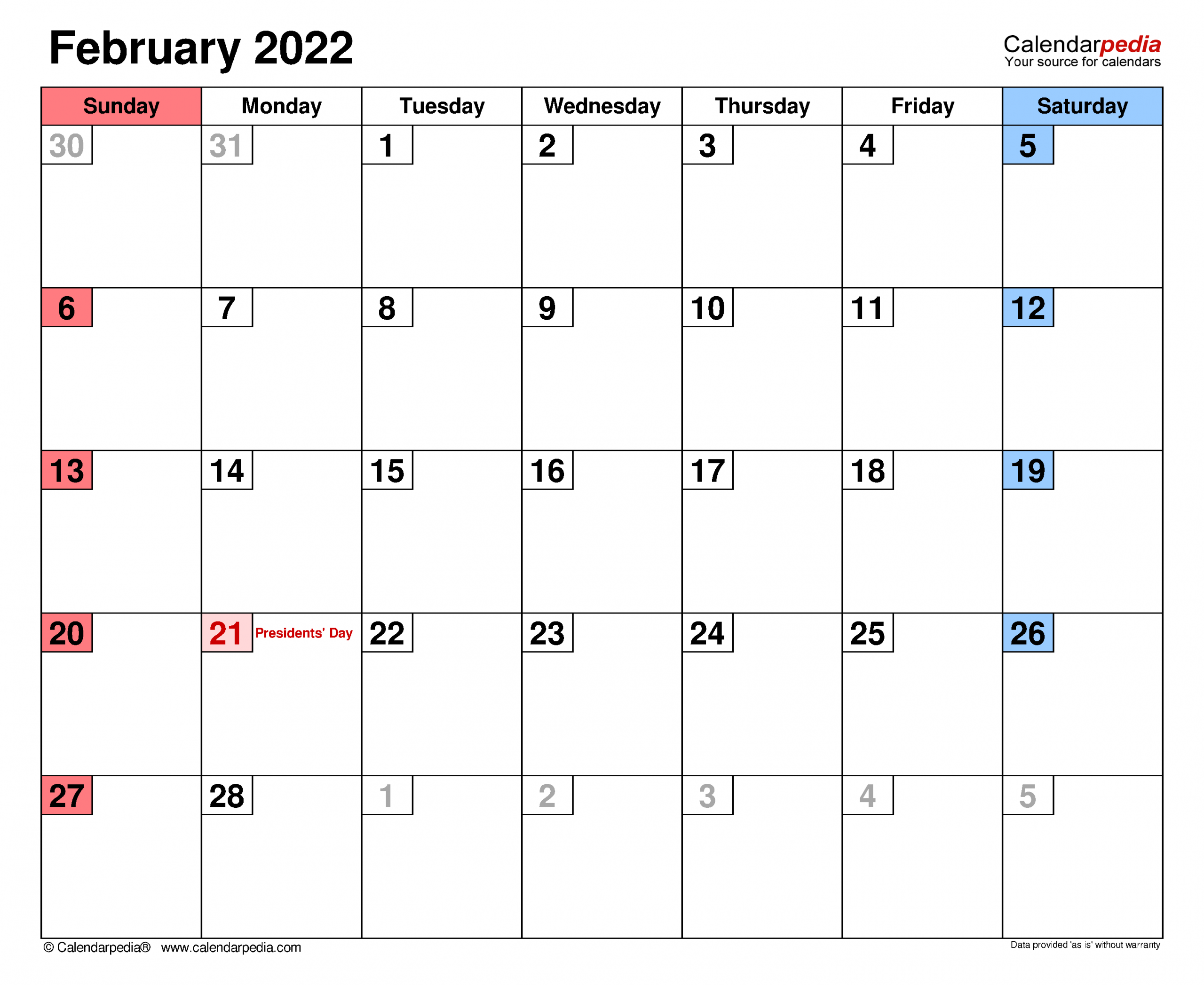 February 2022 Calendar Templates For Word Excel And Pdf 4