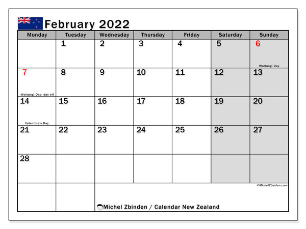 February 2022 Calendars Public Holidays Michel Zbinden En 1