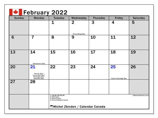 February 2022 Calendars Public Holidays Michel Zbinden En 2