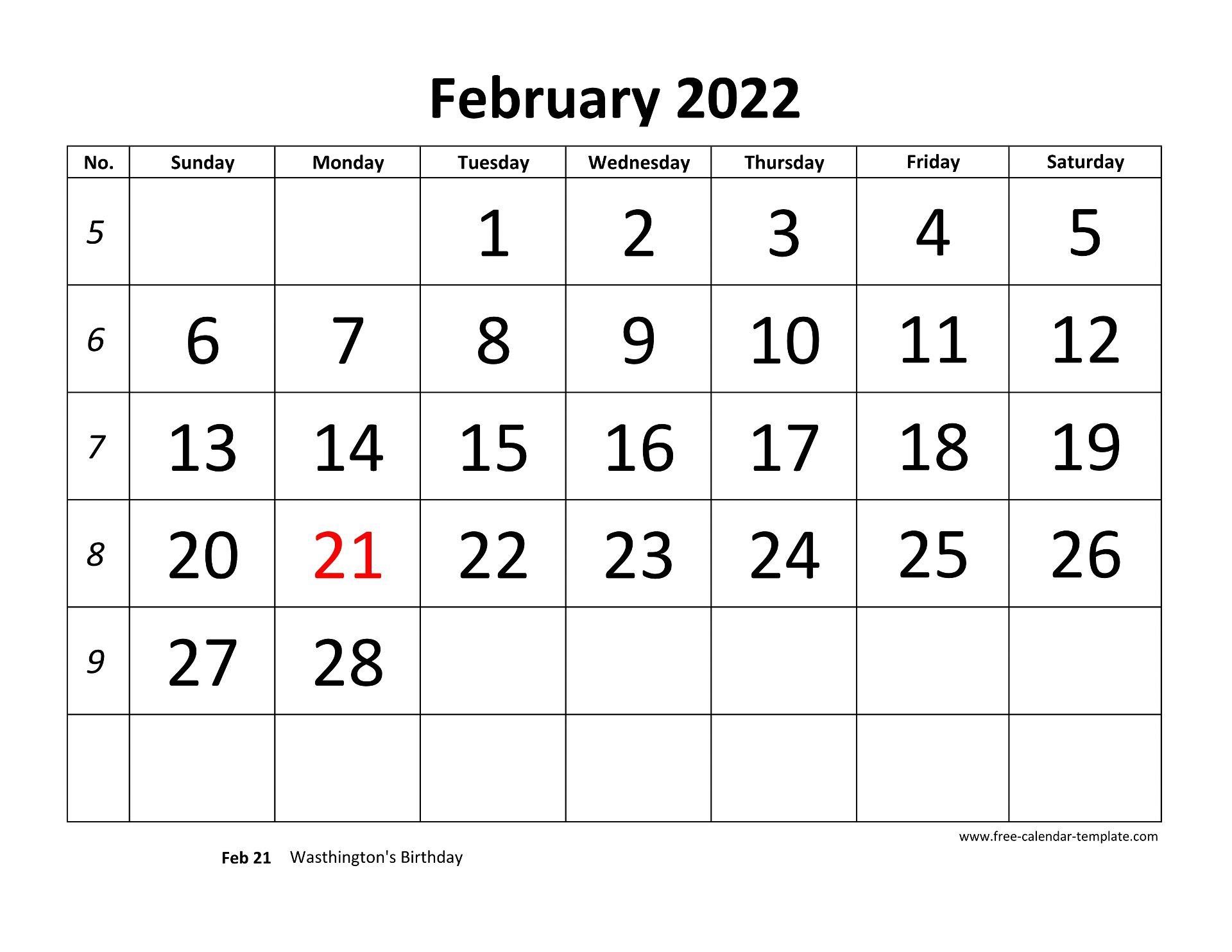 february 2022 free calendar tempplate free calendar 3