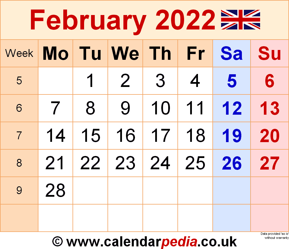 February 2022 Printable Calendar 2022 Printable Calendar