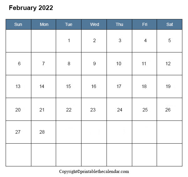 February Editable Calendar 2022 Printable The Calendar