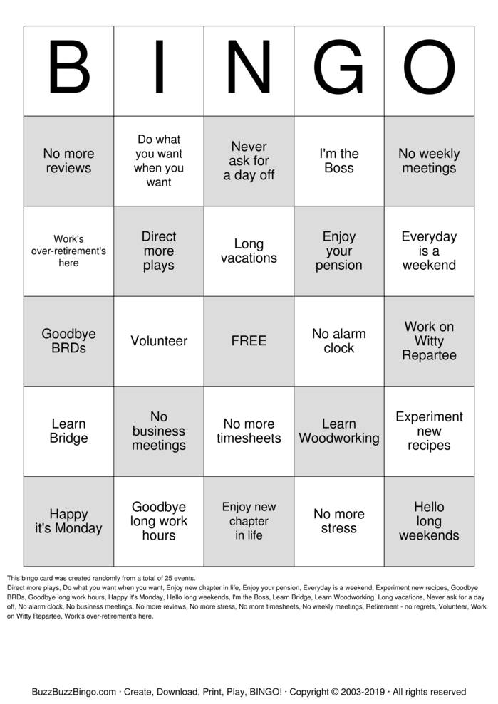 freds retirement bingo cards to download print and 1