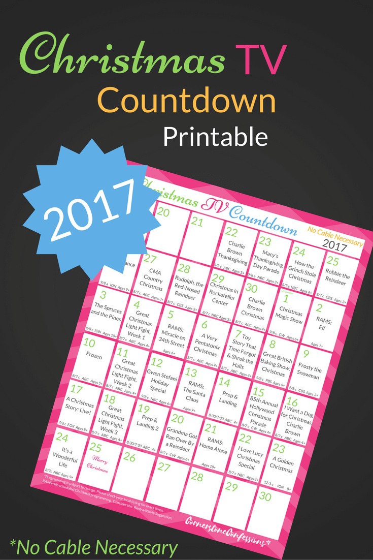 Free 2017 Christmas Tv Countdown Printable Countdown