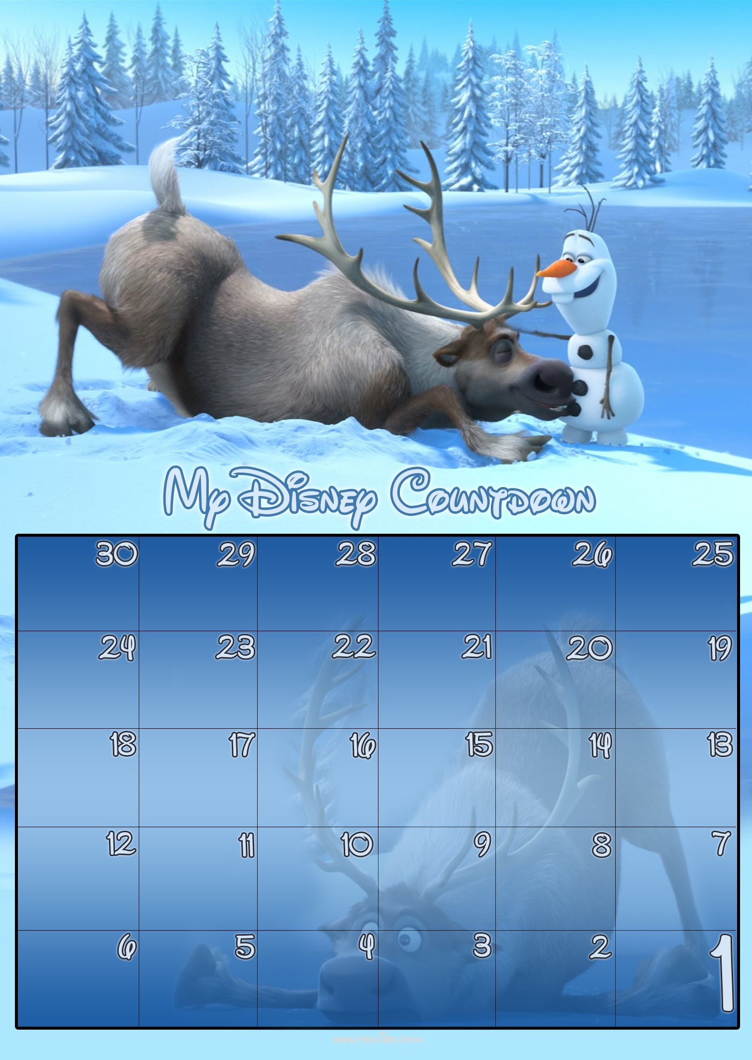 Free 30 Day Disney Countdown Calendar Downloads From