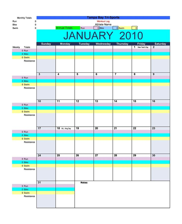 Free 30 Day Workout Calendar Template