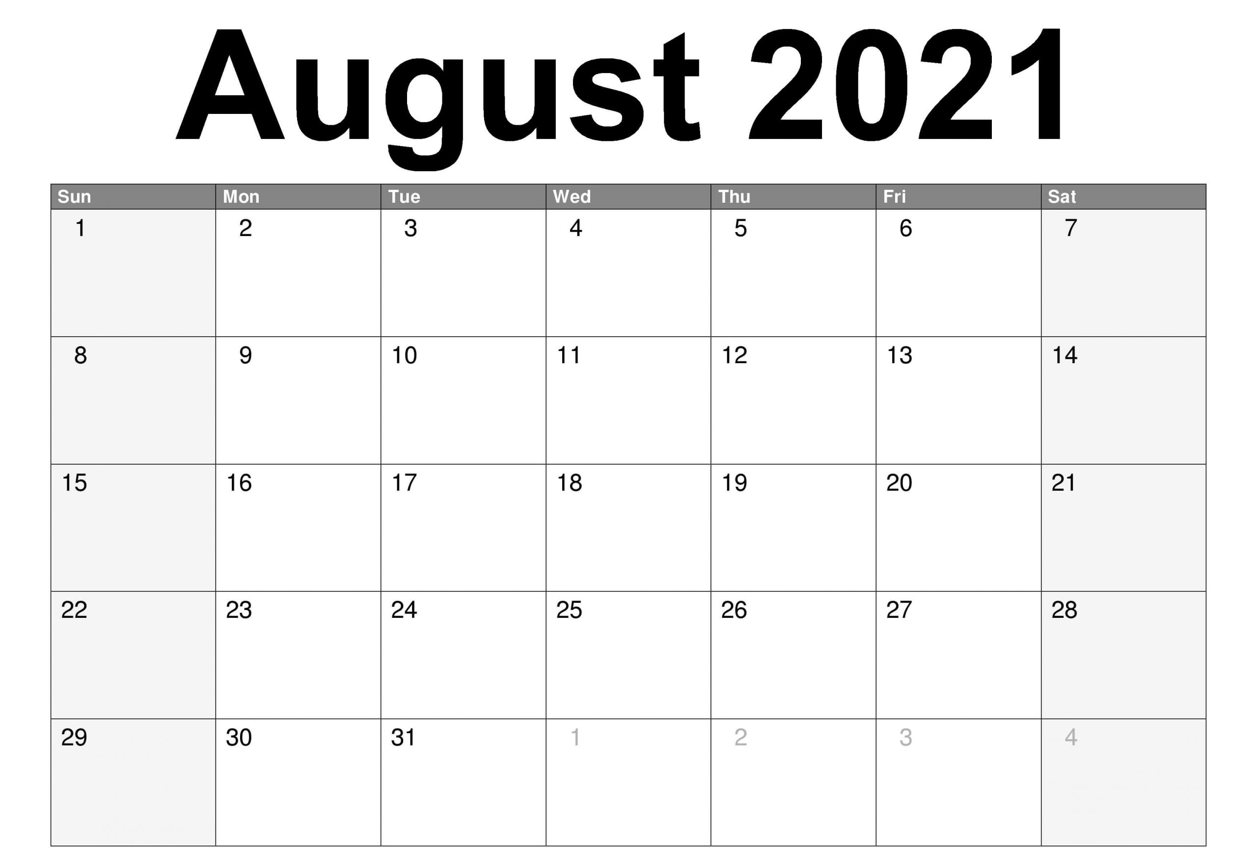 Free Blank Monthly 2021 Printable Calendar Template