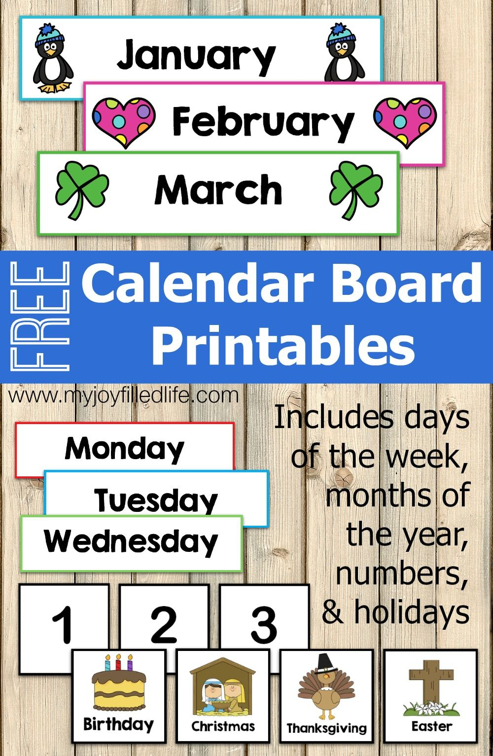Free Calendar Board Printables Preschool Calendar