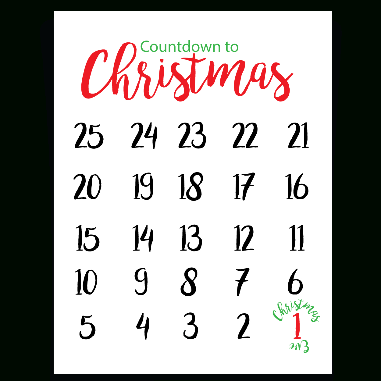 Free Christmas Printables Christmas Countdown Calendar