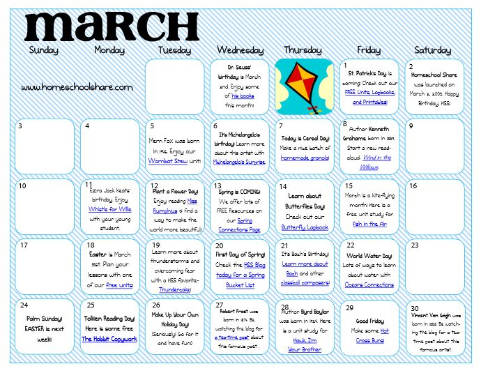 Free March Making The Days Count Activity Calendar Free