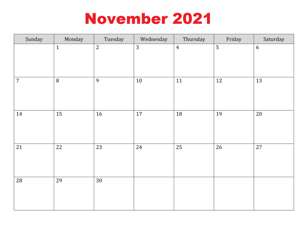 Free November 2021 Calendar Printable Blank Templates