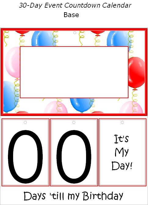 Free Printable Birthday Event Countdown Calendar