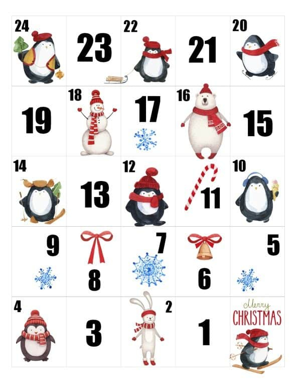 Free Printable Christmas Countdown And Advent Calendar 1