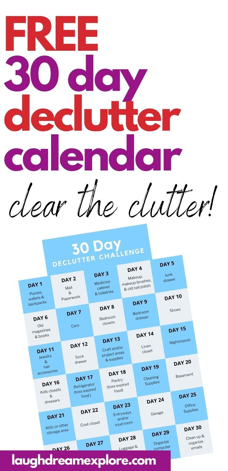 Free Printable Declutter Calendar In 2020 Declutter