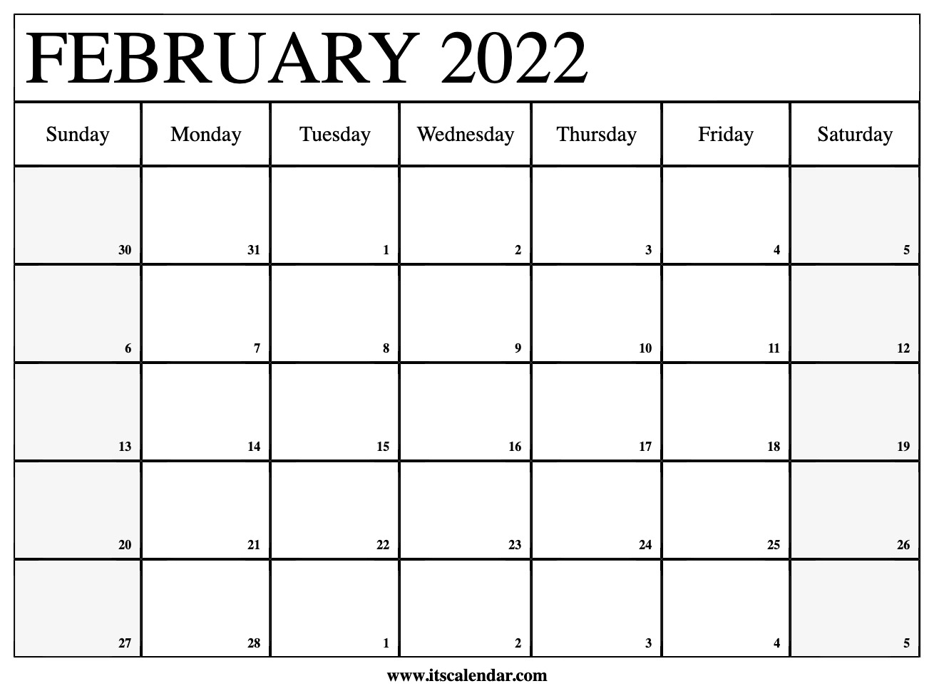 Free Printable February 2022 Calendar 3