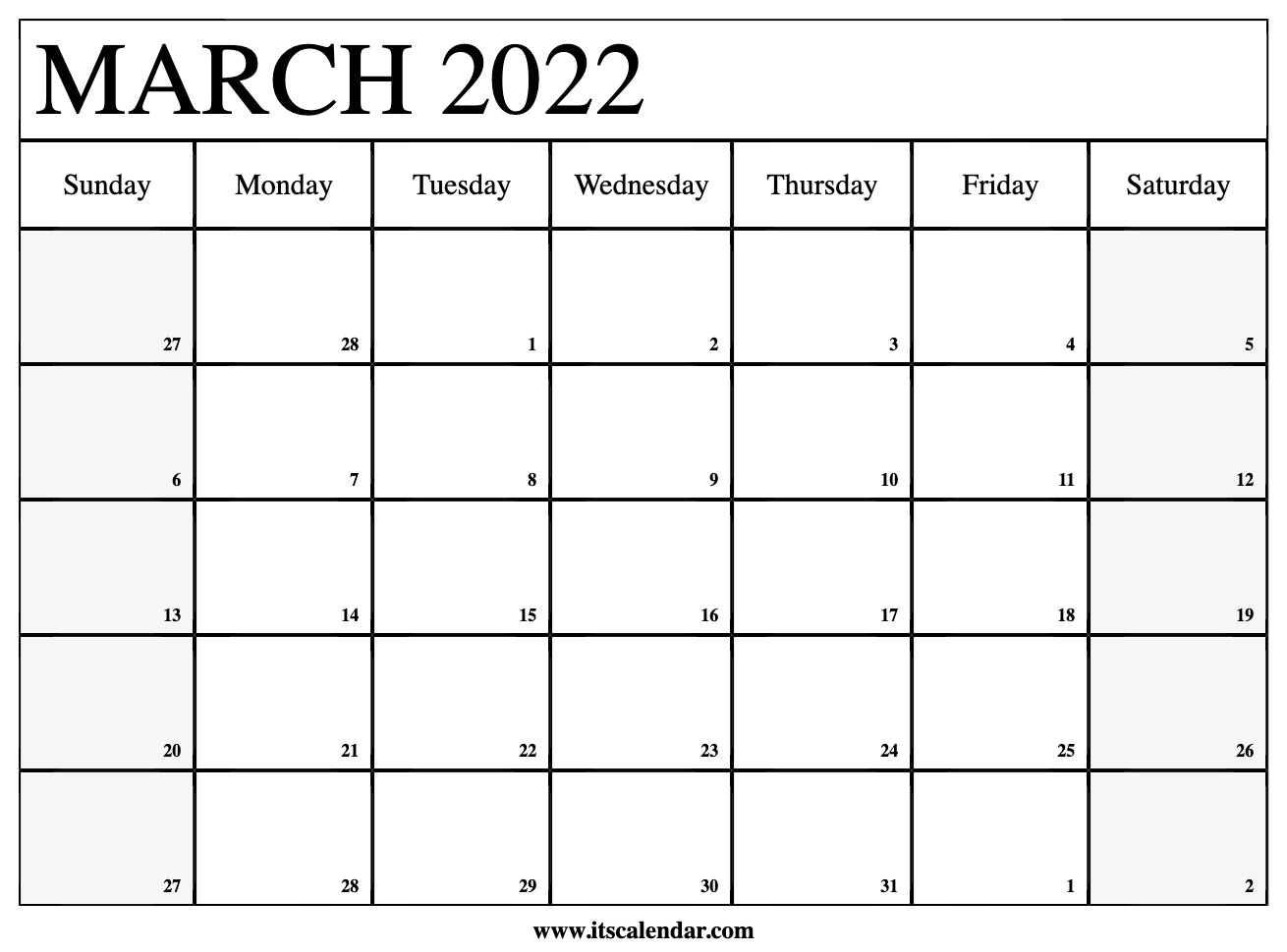 free printable march 2022 calendar 2