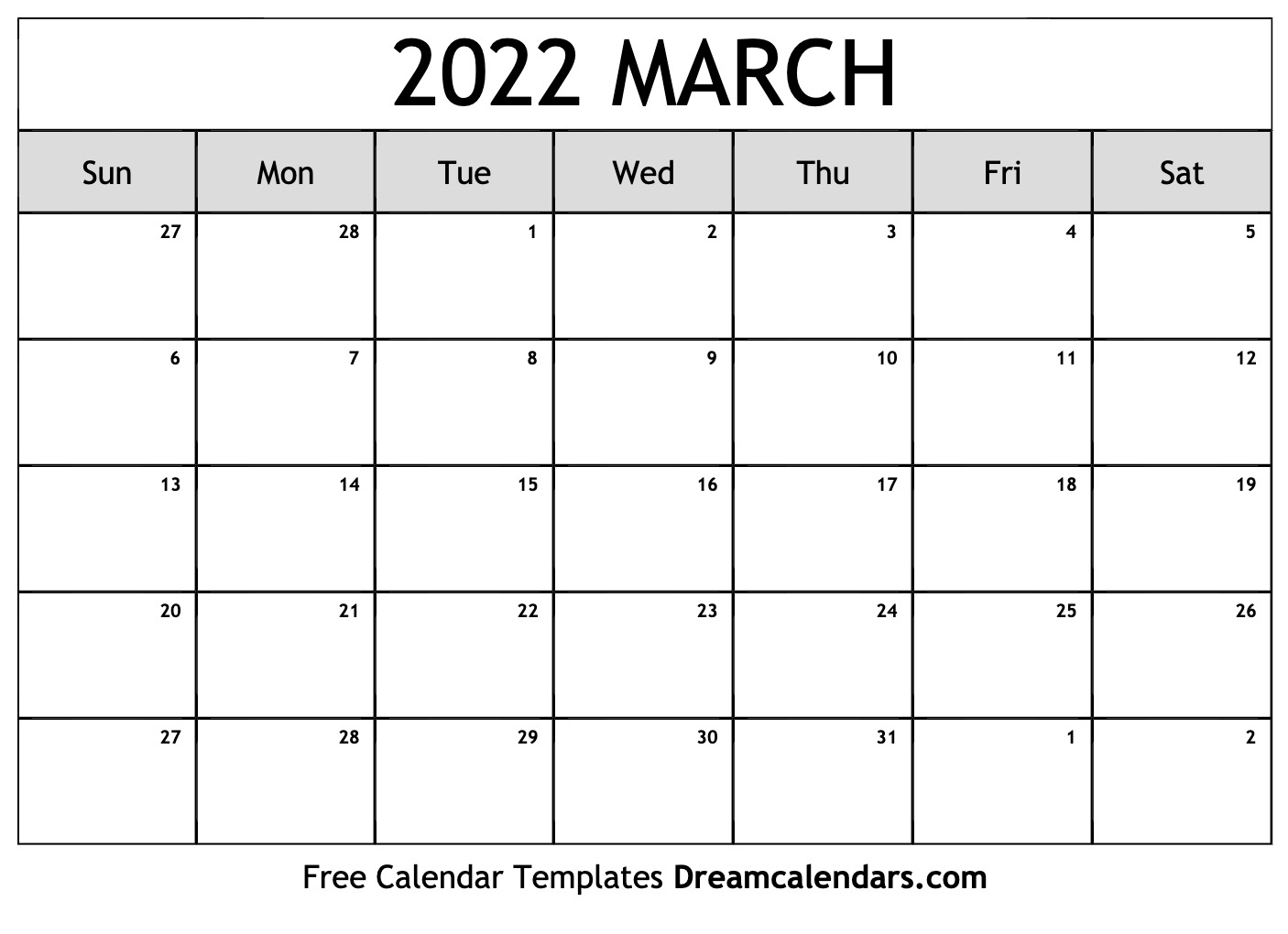Free Printable March 2022 Calendars 2021 Printable
