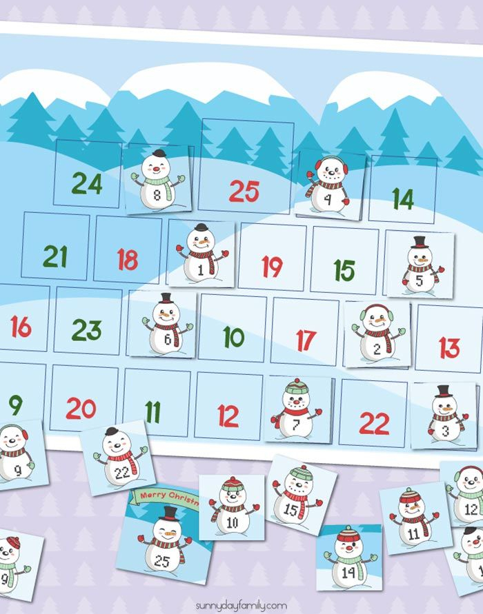 free printable snowman christmas countdown calendar for 3