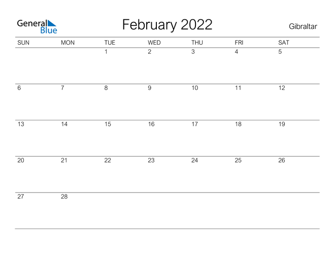 Gibraltar February 2022 Calendar With Holidays