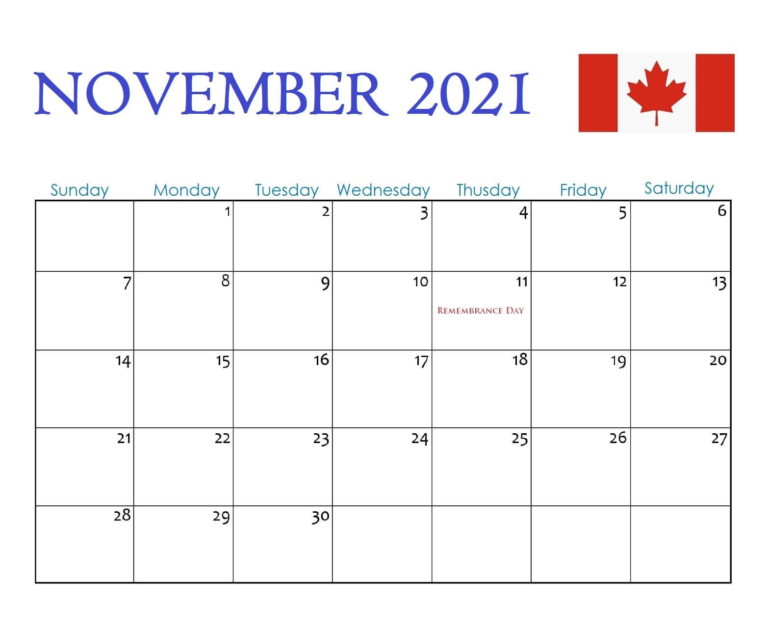 holiday calendar november 2021 printable calendar 2021