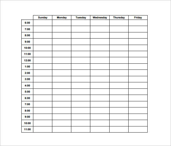 Hourly Schedule Template 11 Free Sample Example Format Free Premium Templates