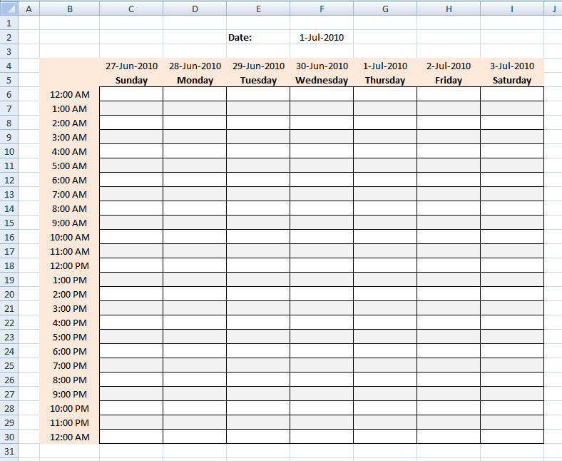 Hourly Schedule Template Excel Daily Schedule Template