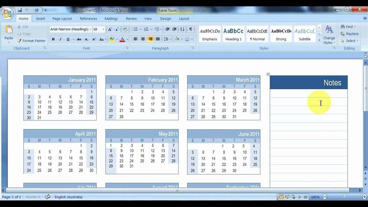 How Do I Make A Calendar In Word 2007 Towhur