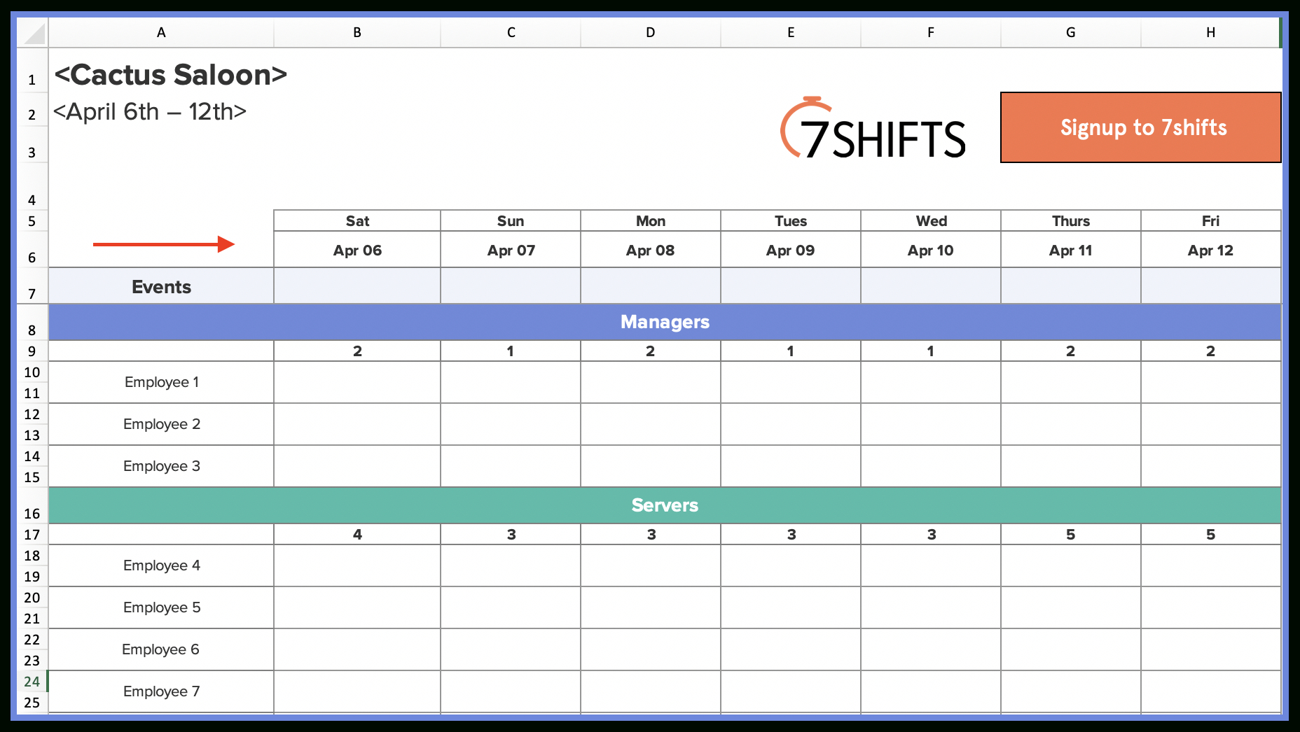 how to make a restaurant work schedule with free excel