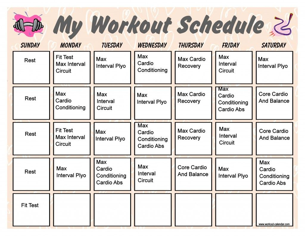 Insanity Workout Schedule Insanity Workout Calendar
