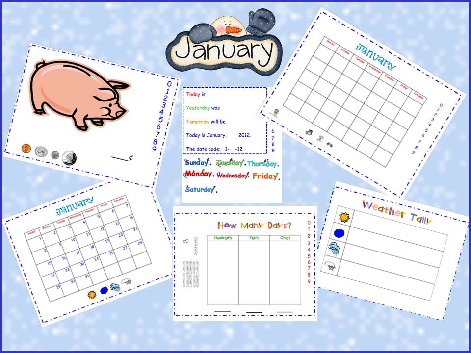 January 2012 Smartboard Calendar Classroom Freebies