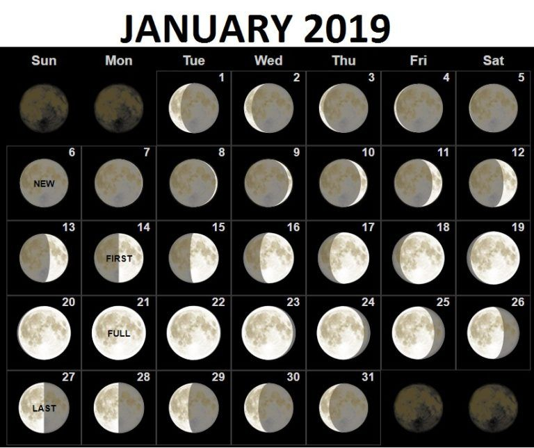 January 2019 Moon Phases Calendar May Full Moon Moon