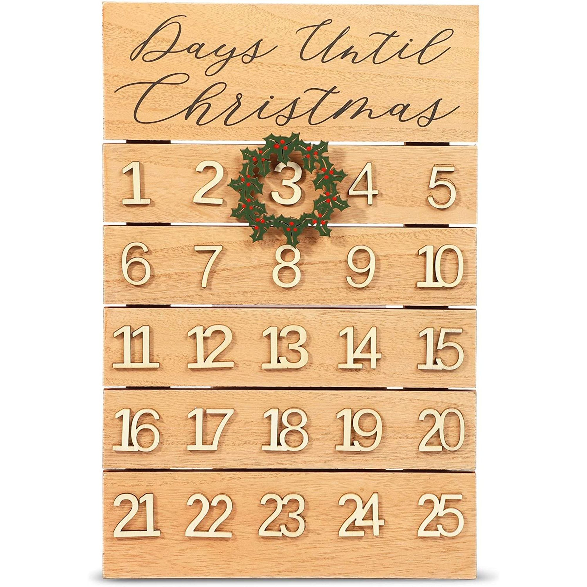 Juvale Wooden Advent Countdown To Christmas Calendar With