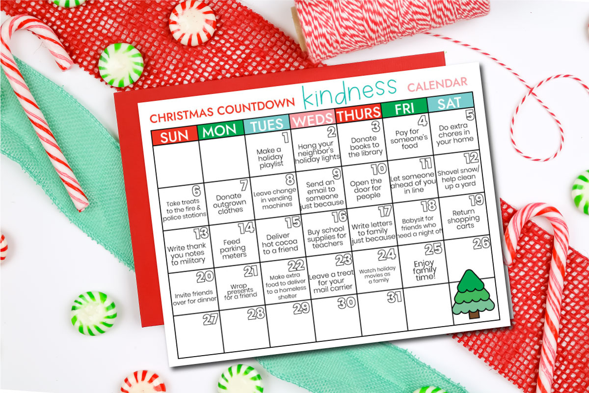 Kindness Christmas Countdown Calendar Printable From 1
