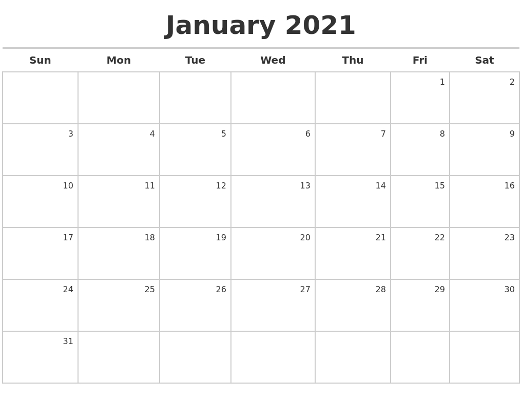 Make Your Own Printable Calendar 2021 Free 2021