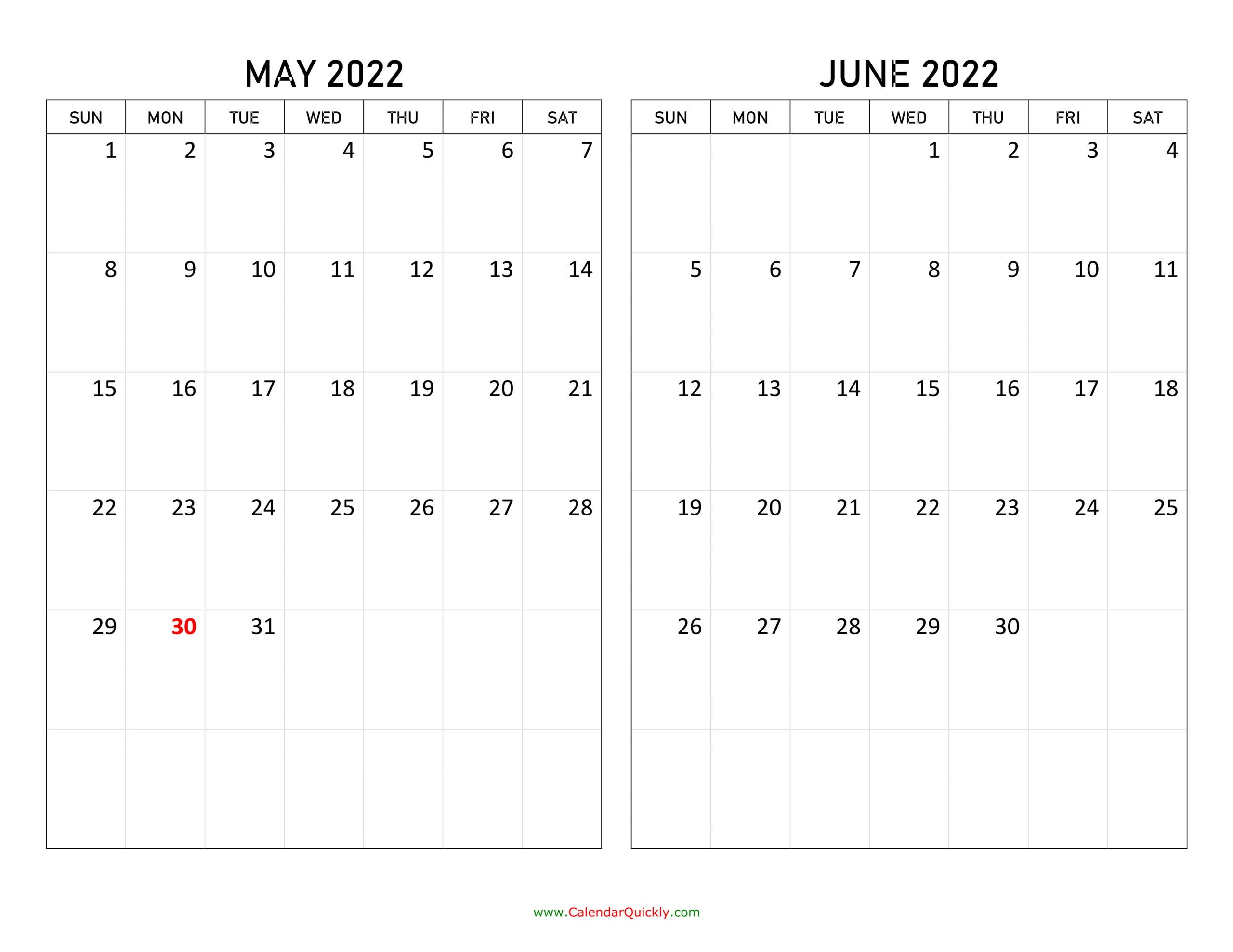 May And June 2022 Calendar Calendar Quickly