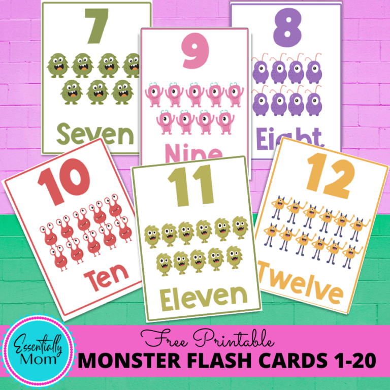 monster number flash cards free printable number flash 1