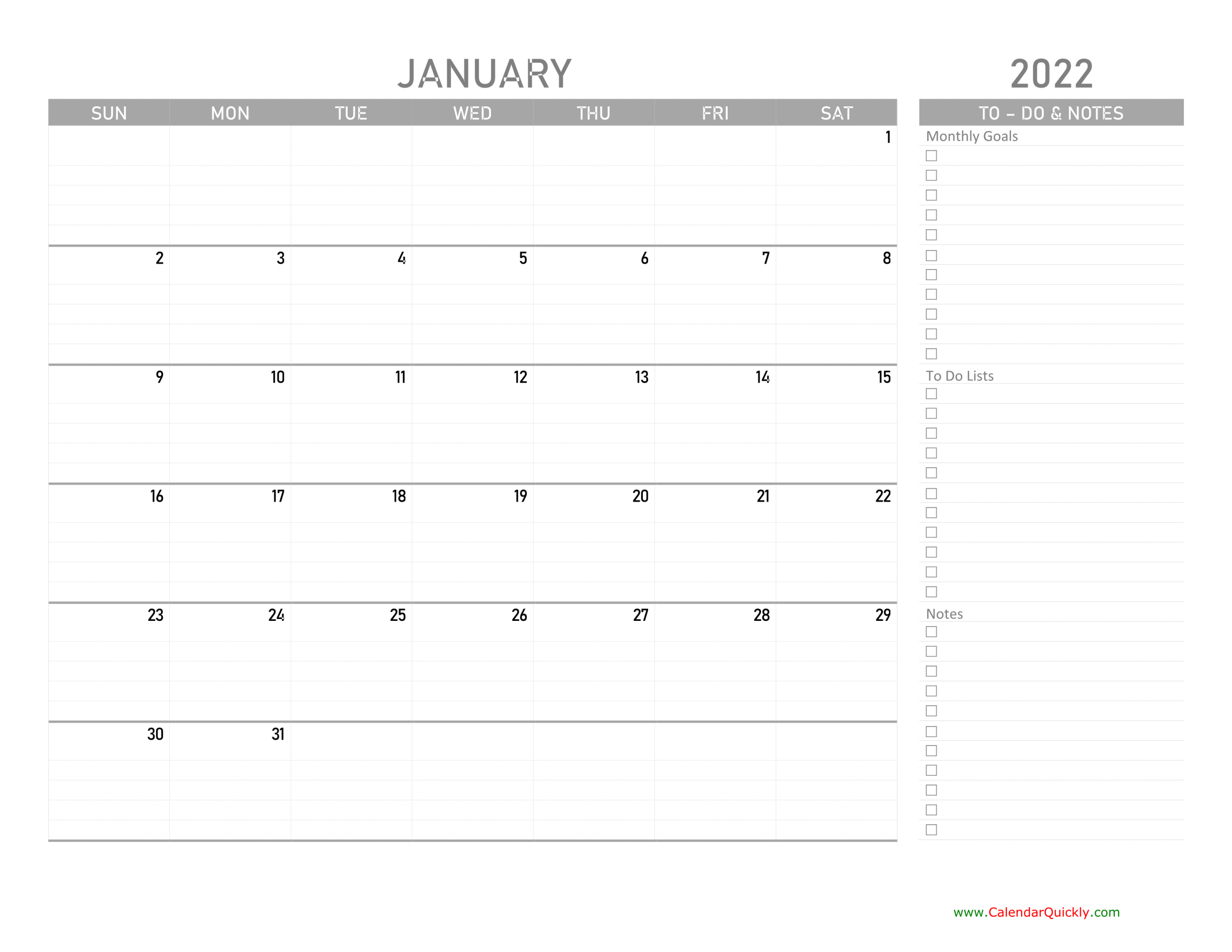 Monthly 2022 Calendar With To Do List Calendar Quickly