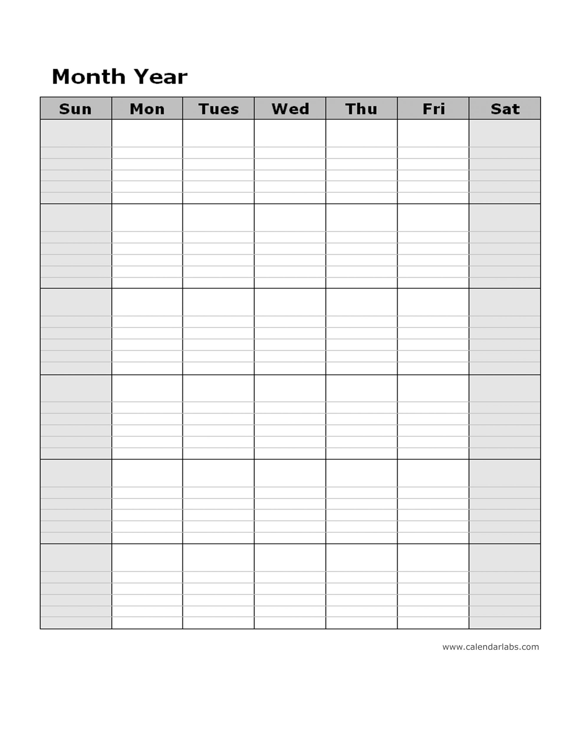 Monthly Blank Calendar In Multi Color Monday Free